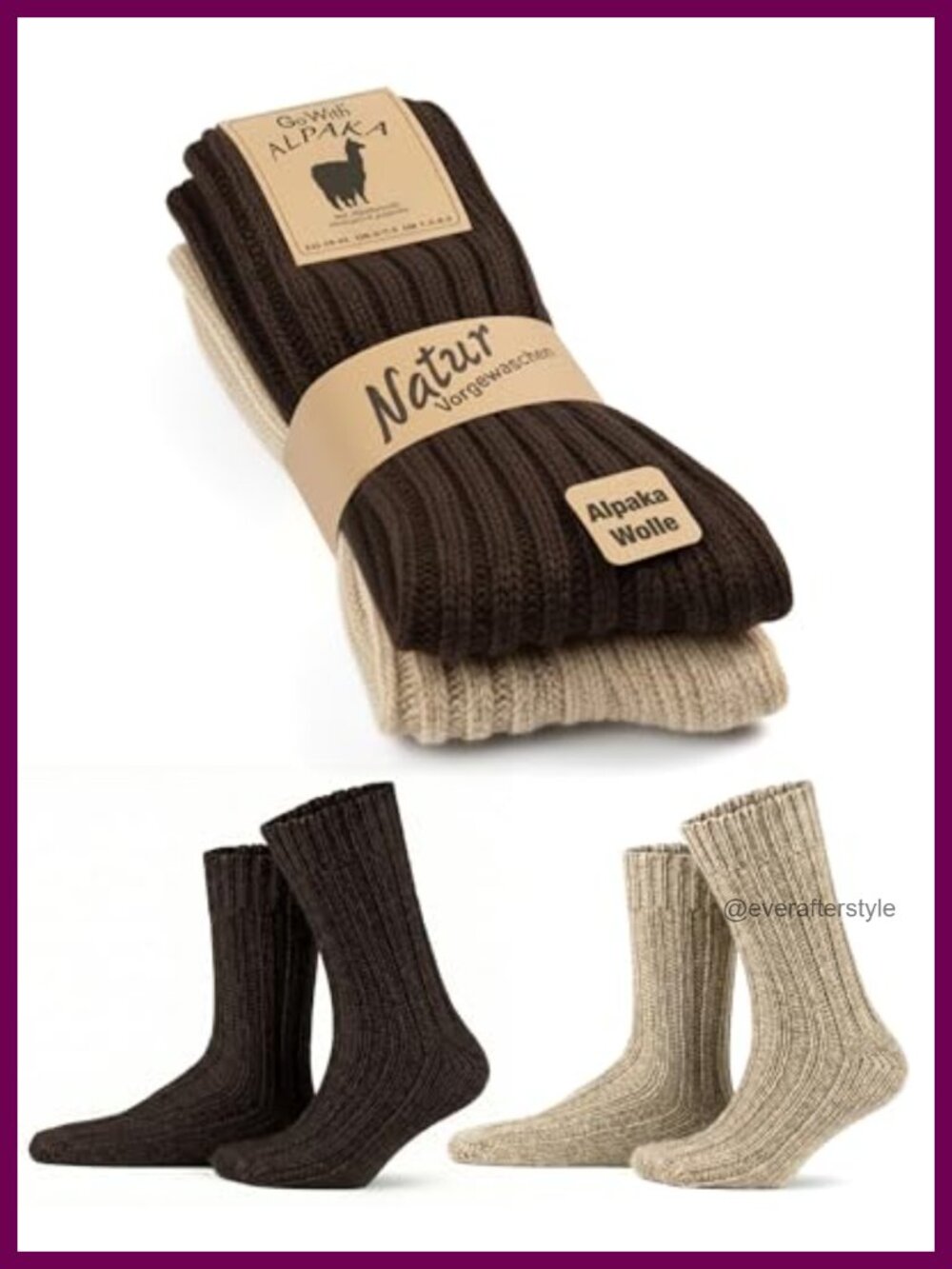 Alpaca Merino Wool Extra Thick Loose-Fit Calf Boot Socks 2 Pairs